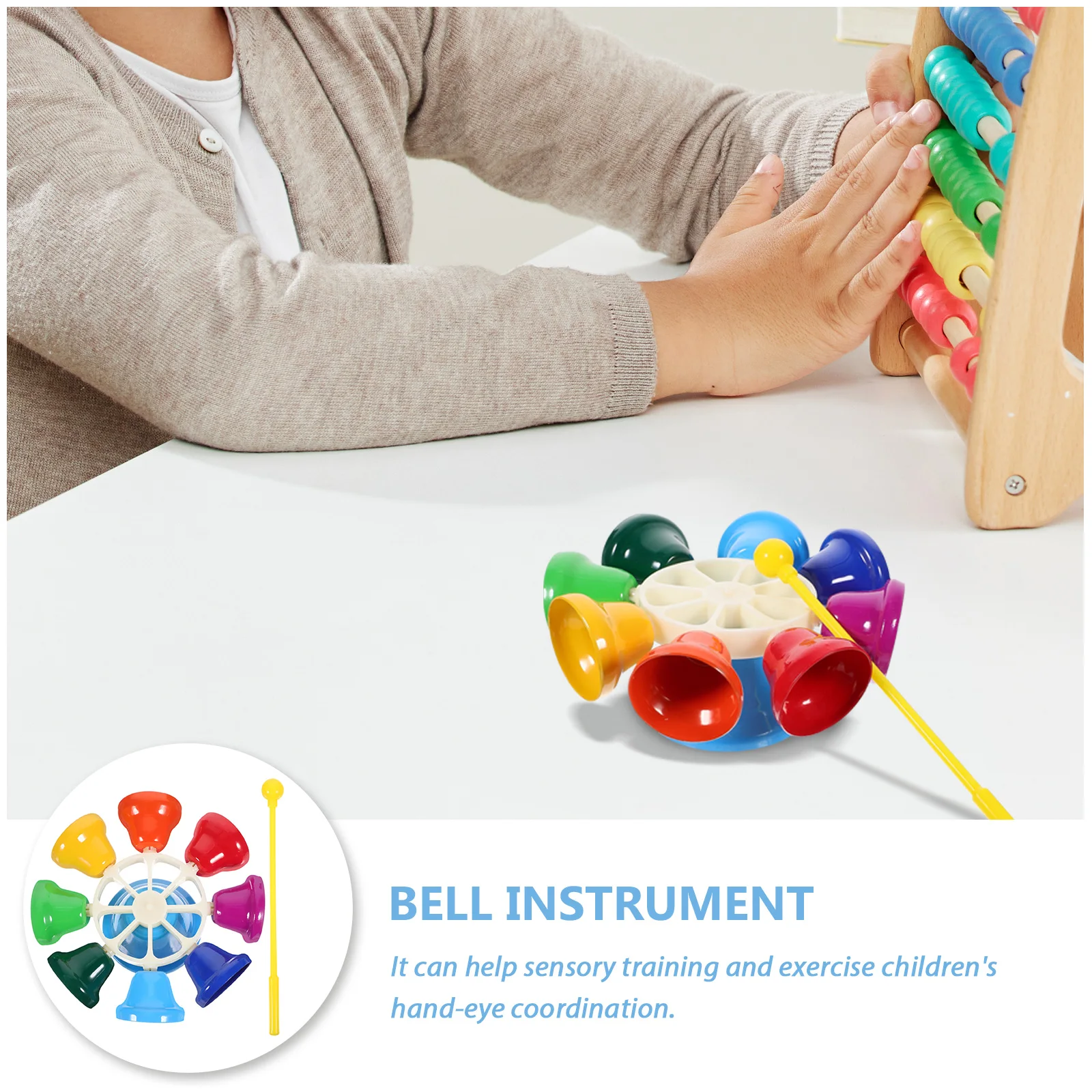 

1pc 8 Tone Melody Clock Percussion Instrument Metal Kids Rotary Bell Children Musical Sensory Training Hand-eye Coordination