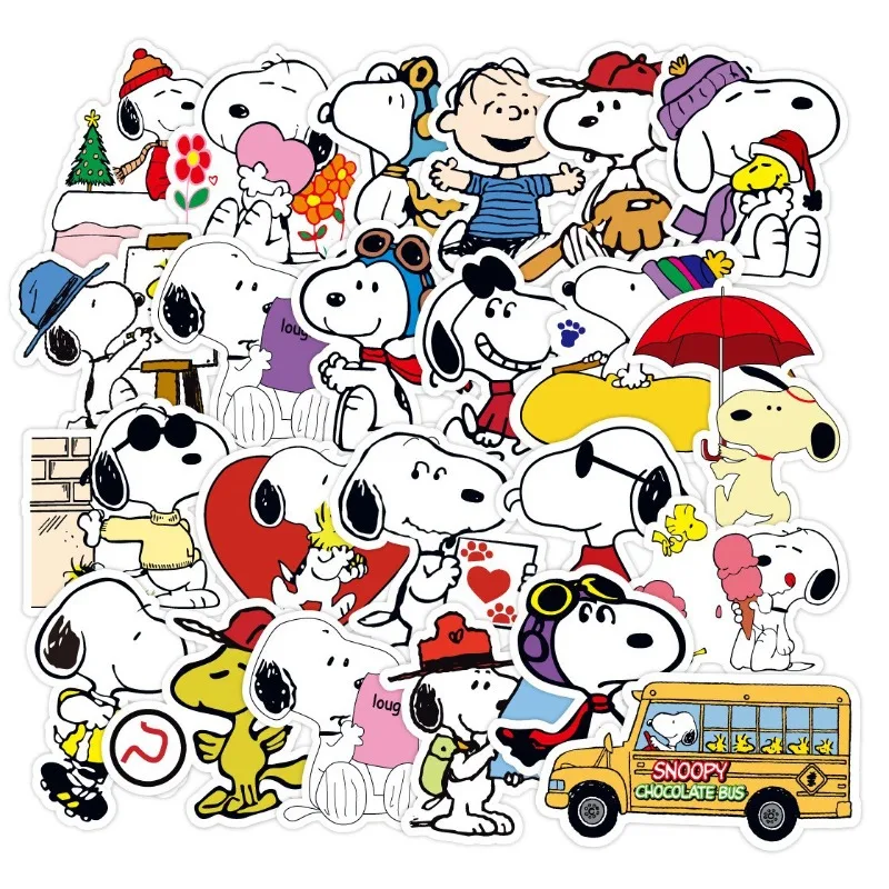 100/200 pièces d'adorables autocollants à thème Snoopy pour décorations DIY, gobelets, fournitures scolaires, cahiers et autocollants d'expression créative