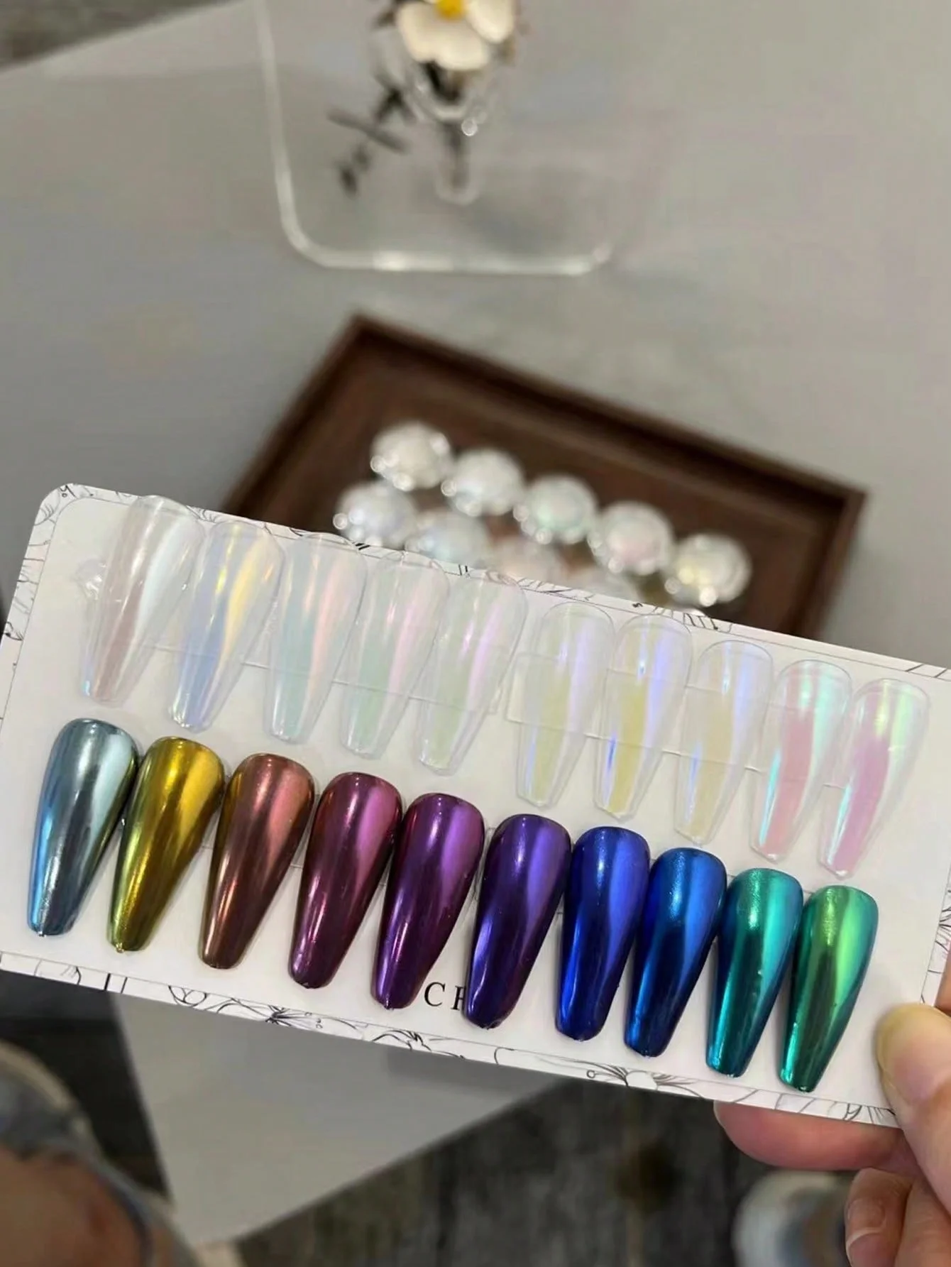 

1/10PCS nail magic mirror powder explosive sky of the moon neon powder mirror pearl white aurora powder Nail powder for nail art
