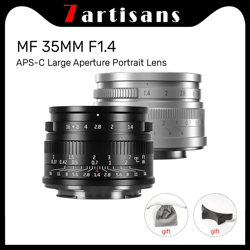 

7artisans 35mm F1.4 APS-C Large Aperture Portrait Prime Lens For Sony E FUJI FX Canon EOS-M/RF M4/3 Nikon Z mirrorless camera