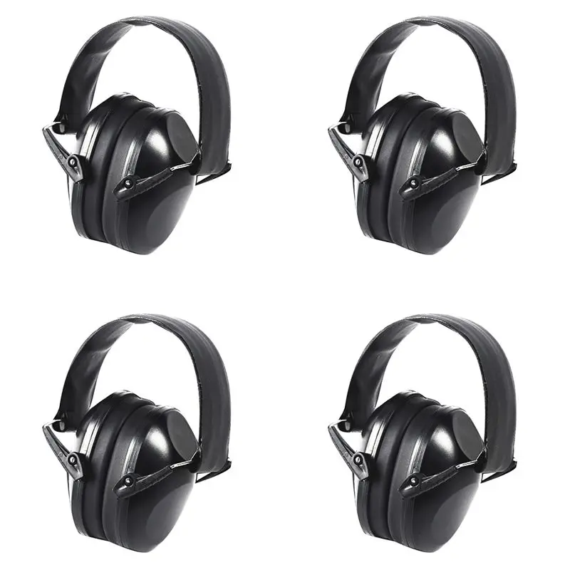 A25P 4X Noise-Canceling Earmuffs For Kids & Adults - Wireless, Adjustable Earmuffs For Workplace Hearing Protection Black