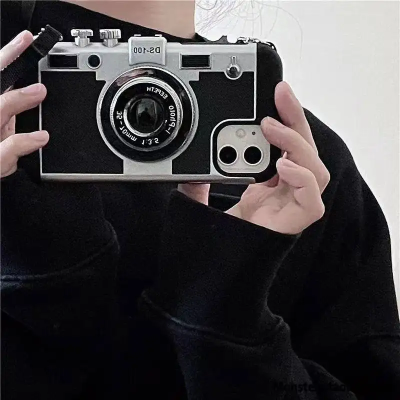 3D Retro Camera Leather Case decoration phone protective case for IPhone 14 Pro Max Mini XS XR X 8 7 Plus phone cover decoration