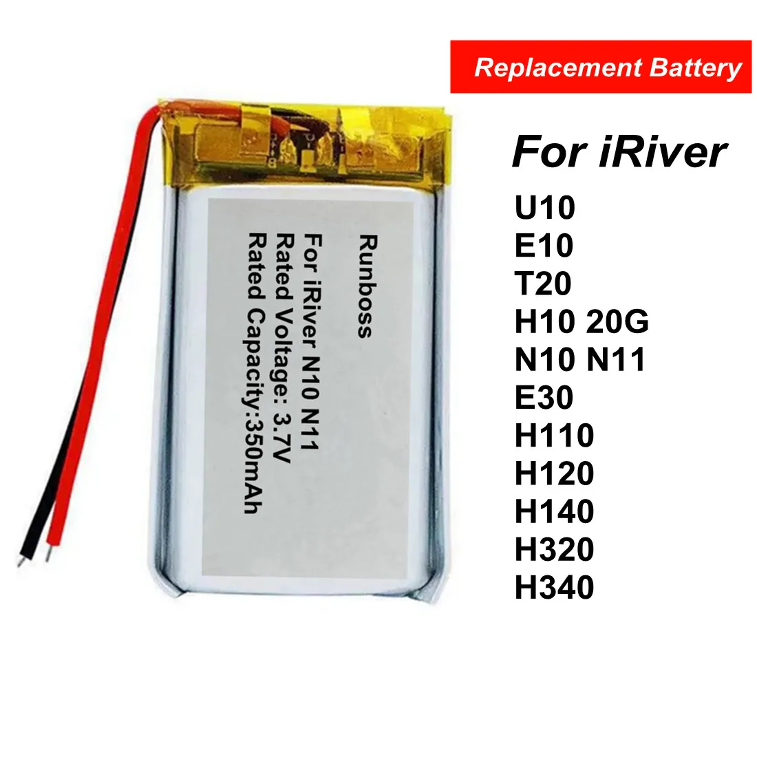 Lithium Polymer Rechargeable Battery For IRiver U10 E10 T20 H10 20G N10 N11 E30 H110 H120 H140 H320 H340 MP3 Player