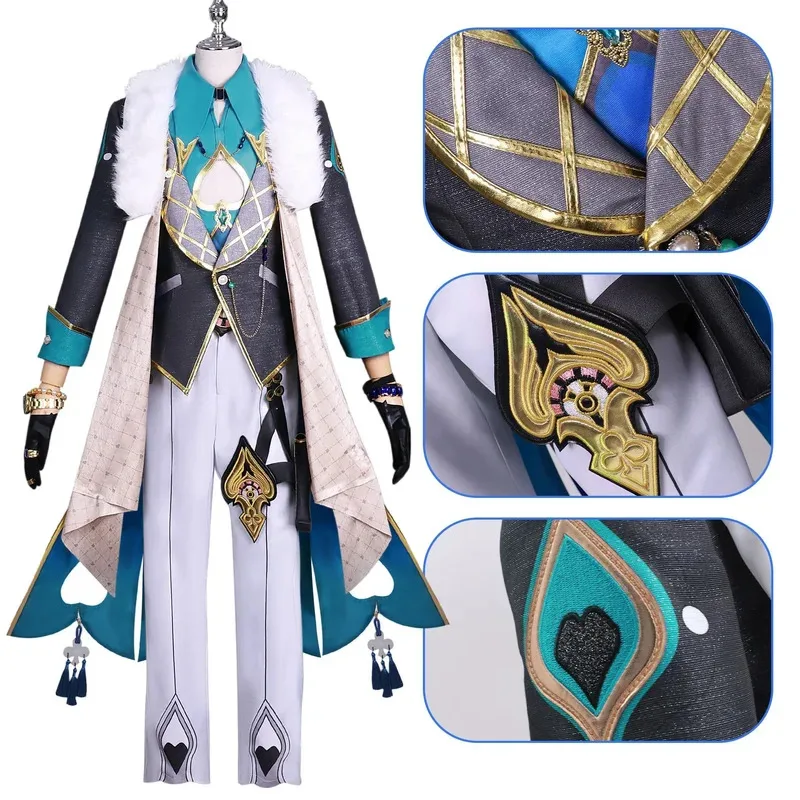 أزياء هونكاي ستار رايل افينتورين التأثيرية، أزياء قبعة الساعة، ملابس حفلات الكرنفال، ملابس لعب الأدوار للبالغين، مجموعة كاملة من الزي الرسمي للرجال