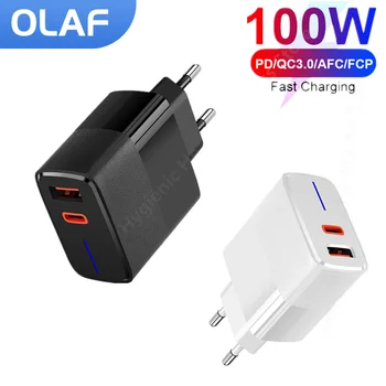 Olaf USB şarj 100W hızlı şarj QC5.0 duvar şarj USB C tipi C cep telefonu şarj iphone Huawei Samsung Xiaomi Poco