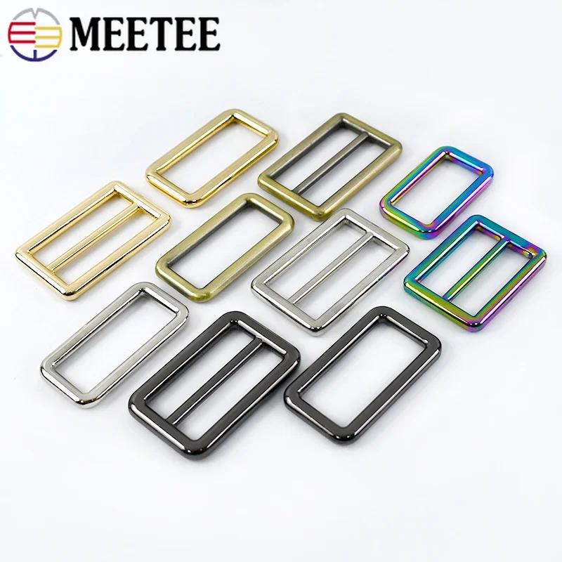 5/10Pcs 12-50mm Meetee Metal Tri-Glide Sliders Ring Buckle Handbag Adjust Clasp Backpack Belt Buckles DIY Sewing Accessories