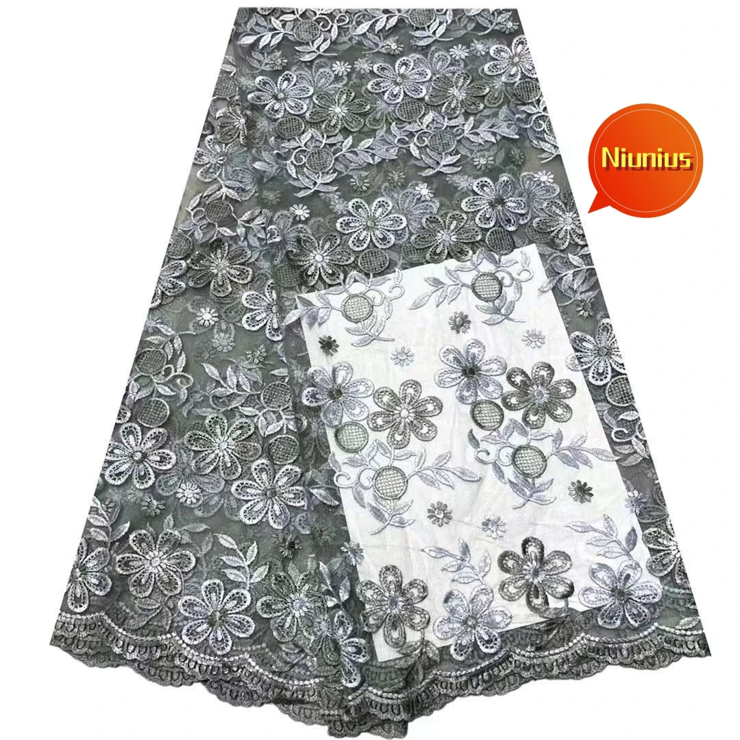 Tela de encaje de malla bordada suave para vestidos de noche de fiesta, clásico, delicado, elegante, Austria, 5 yardas, último 2024, NN1838_R