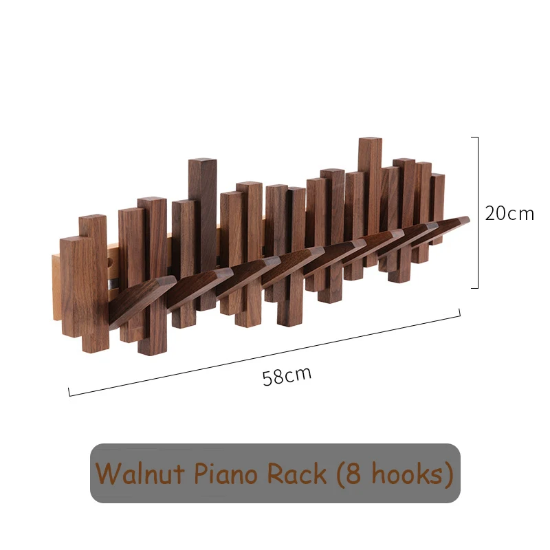 Wandkapstok van walnoot hout met magnetische ophanghaak voor entree, badkamer, hoed, handdoek, tas, houten houder