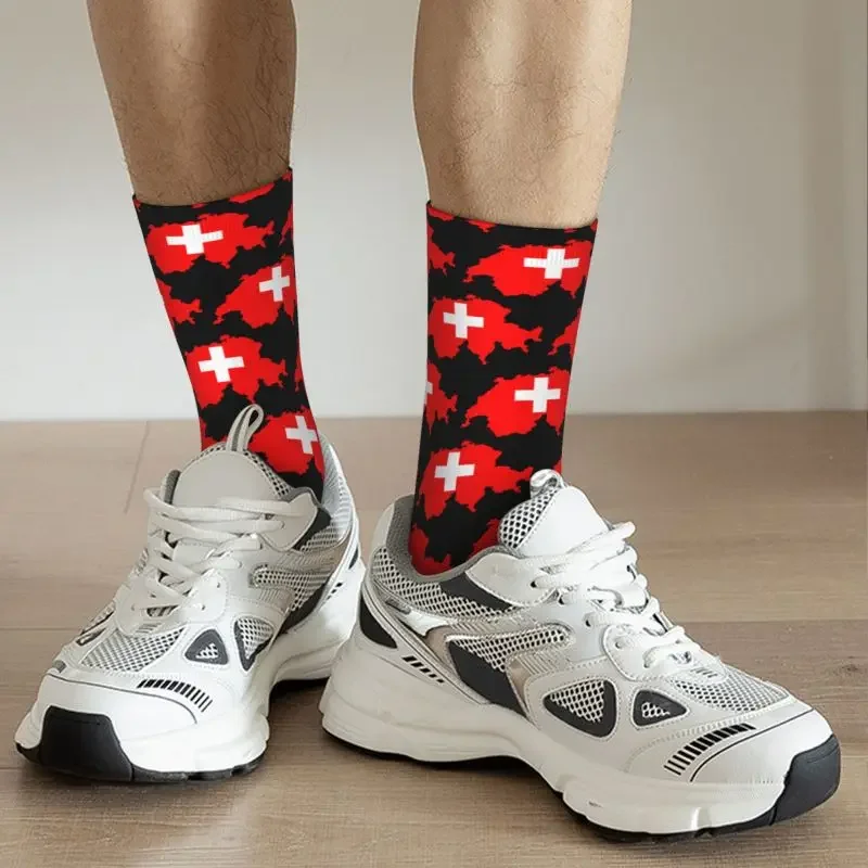 Y2K Swiss Map Switzerland Flag Dress Men'S Women'S Warm Fashion Novelty Crew Socks