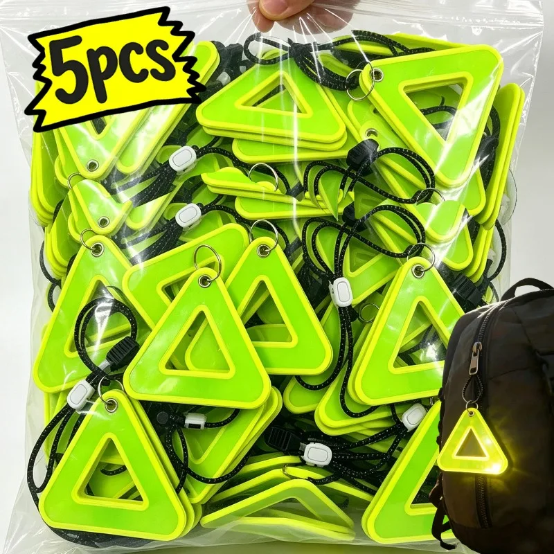 1/5Pcs Reflective Triangle Warning Safety Tag Men Women Night Running Hiking Camping Outdoor Commuting High Visibility Pendants