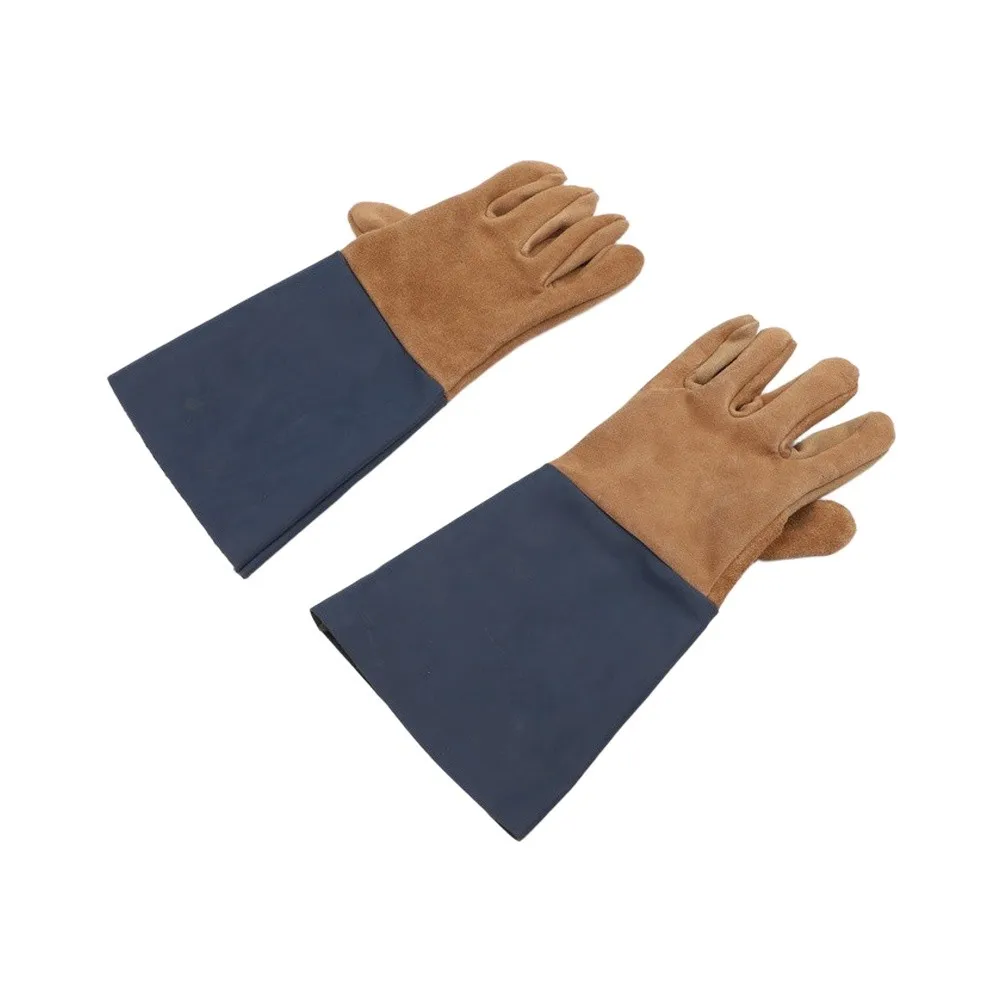 Welding Gloves Long Cowhide Leather Welding Gloves 19cm Extended Cuff Two-Layer Core Leather Heat Resistant Flameproof Gloves