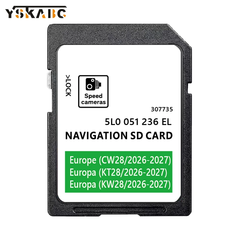 

Карта SD для навигационной системы Skoda Amundsen MIB2 SAT NAV, 32 ГБ, Европа, Великобритания, 2026-2027, 5L0051236EL, навигационные карты Германия, Франция