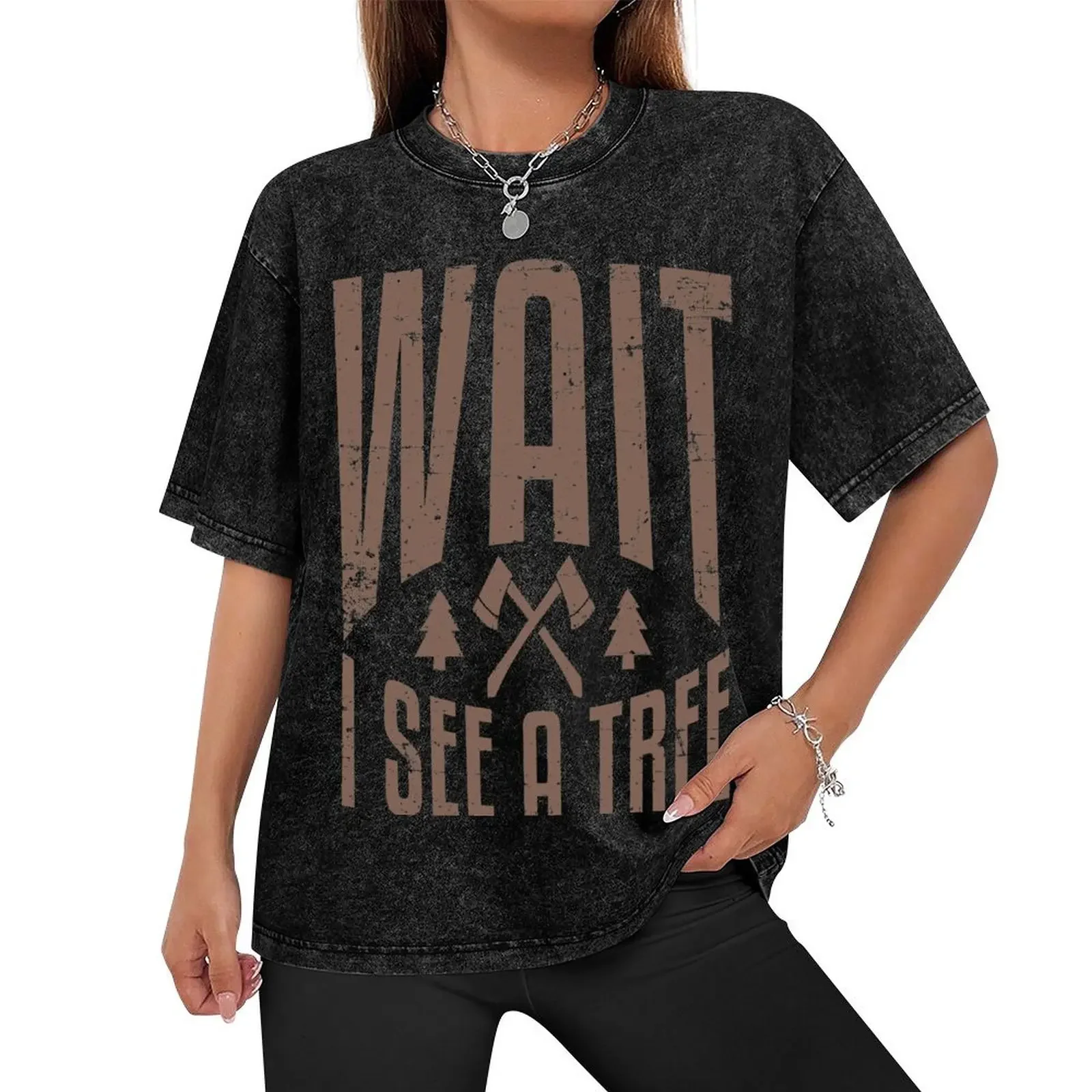 Wait I See A Tree Lumberjack Funny Logger Tree Logging Pun Joke T-Shirt Blouse plus size tops mens champion t shirts