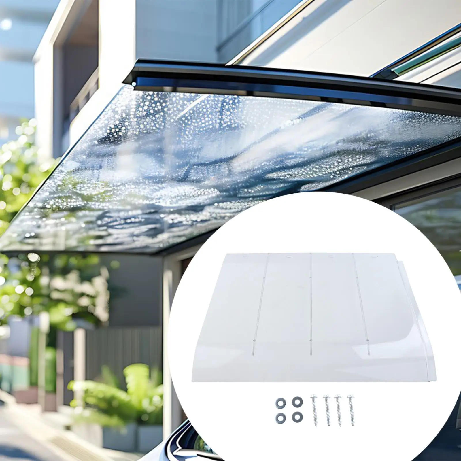 Window Awning Canopy Exterior Door Rain Shelter Clear PC Sunshade for Balcony Porch Garden Garage Weatherproof Protection
