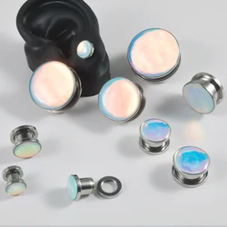 2pcs Bling Bling Flash Film Ear Plugs Surgical Steel Screw Ear Plugs Earlets Gauges Expander Body Piercing Jewelry 6-25mm