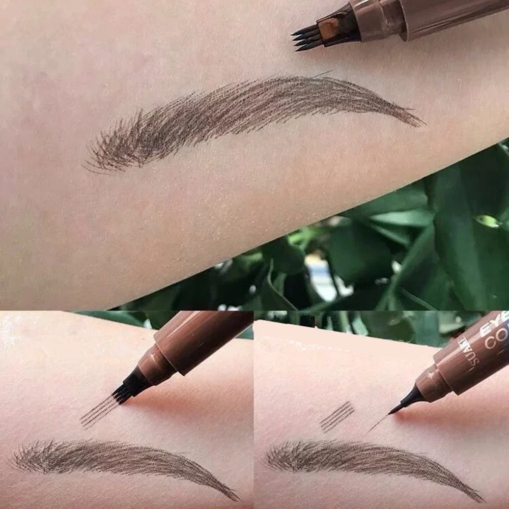 4d Microb lading Augenbrauen stift 4 Gabeln Spitze Augenbrauen Tattoo Bleistift lang anhaltende feine Skizze flüssige Augenbrauen Make-up