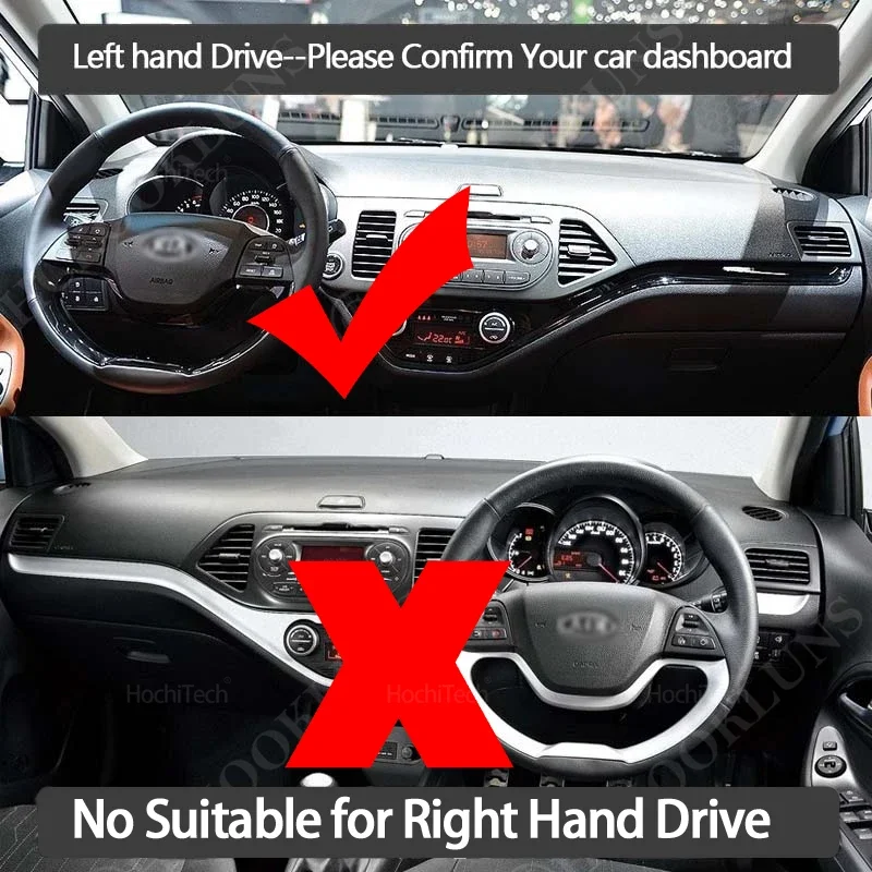 Anti-Slip Dashboard Cover Protective Pad Car Accessories for Kia Picanto Morning TA 2012 2013 2014 2015 2016 Sunshade Carpet