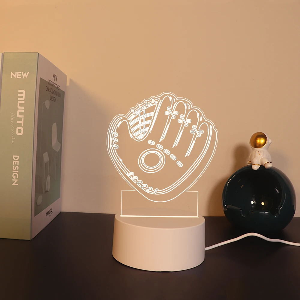 Beauty baseball  Led Night Light For Home Room Decoration Nightlight Bedside Rechargeable Night Lights Children'S Christmas Gift