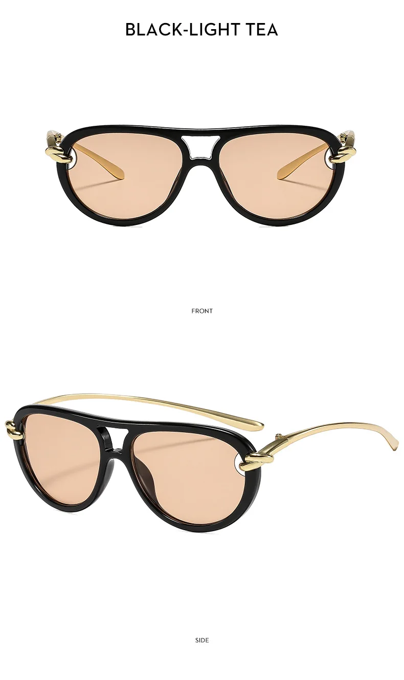 Mode Knoten Doppel Strahl Pilot Sonnenbrille Luxus Marke frauen Personalisierte Sonnenbrille Outdoor Straße Casual Einfache Sonnenbrille – Detail 18