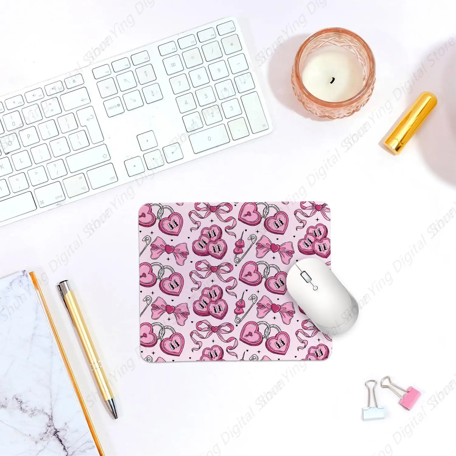 Pink Bow Ribbon Printed Mouse Pad For Desktop Home Office Gaming And Work, A Gift For Girls Women And Female Friends 25*30cm