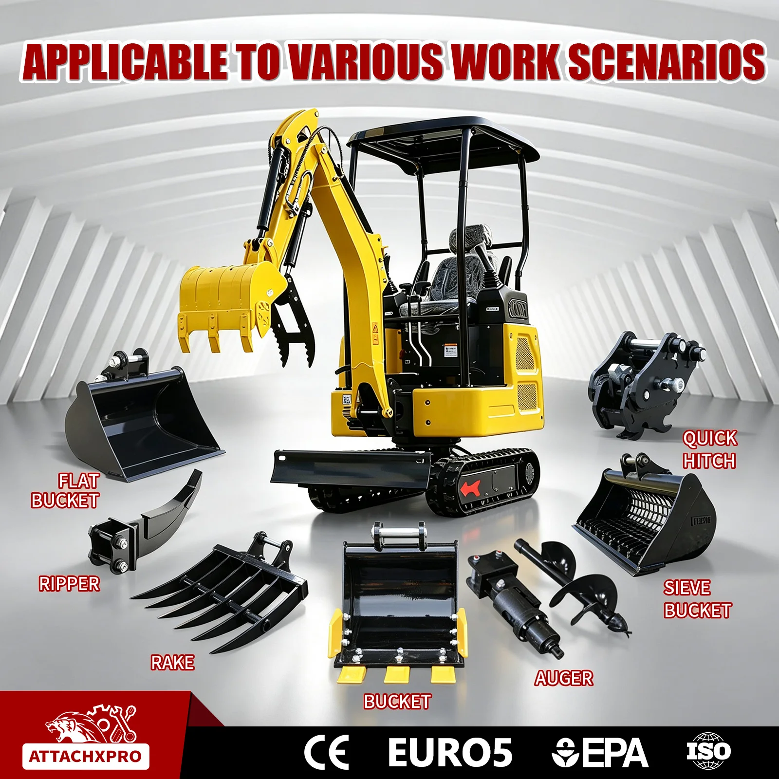 1.5 Ton Mini Excavator Kubota Engine Water-Cooled,CE EPA Certified Max Dig Depth 1777mm Free Shipping for Farm Garden