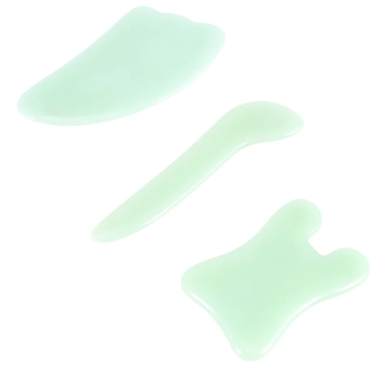 

Набор из 3 нефритовых пластин Гуаша: Премиальные пластины для скребковой терапии с гладкими краями, аксессуары для комфортного массажа Гуаша