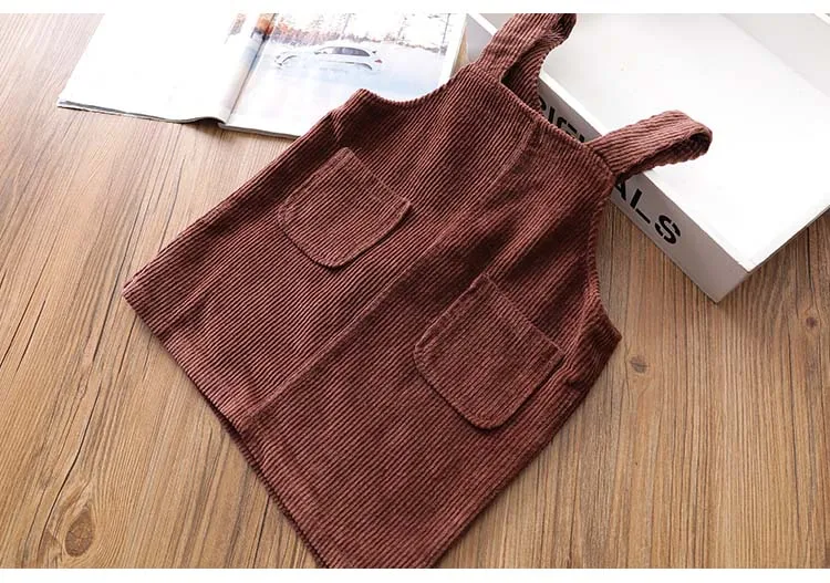 Autunm Winter Corduroy Girls Sundress Loose Braces Dress Baby Girl Strap Dresses for Girls Color Overalls Kids Girls Jumpsuit