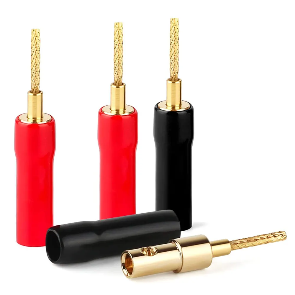 6 Pieces Banana Plugs for Speaker Wire DIY Closed Screw 4MM Gold Plated Banana Speaker Plug Connectors Adapter for Amplifier