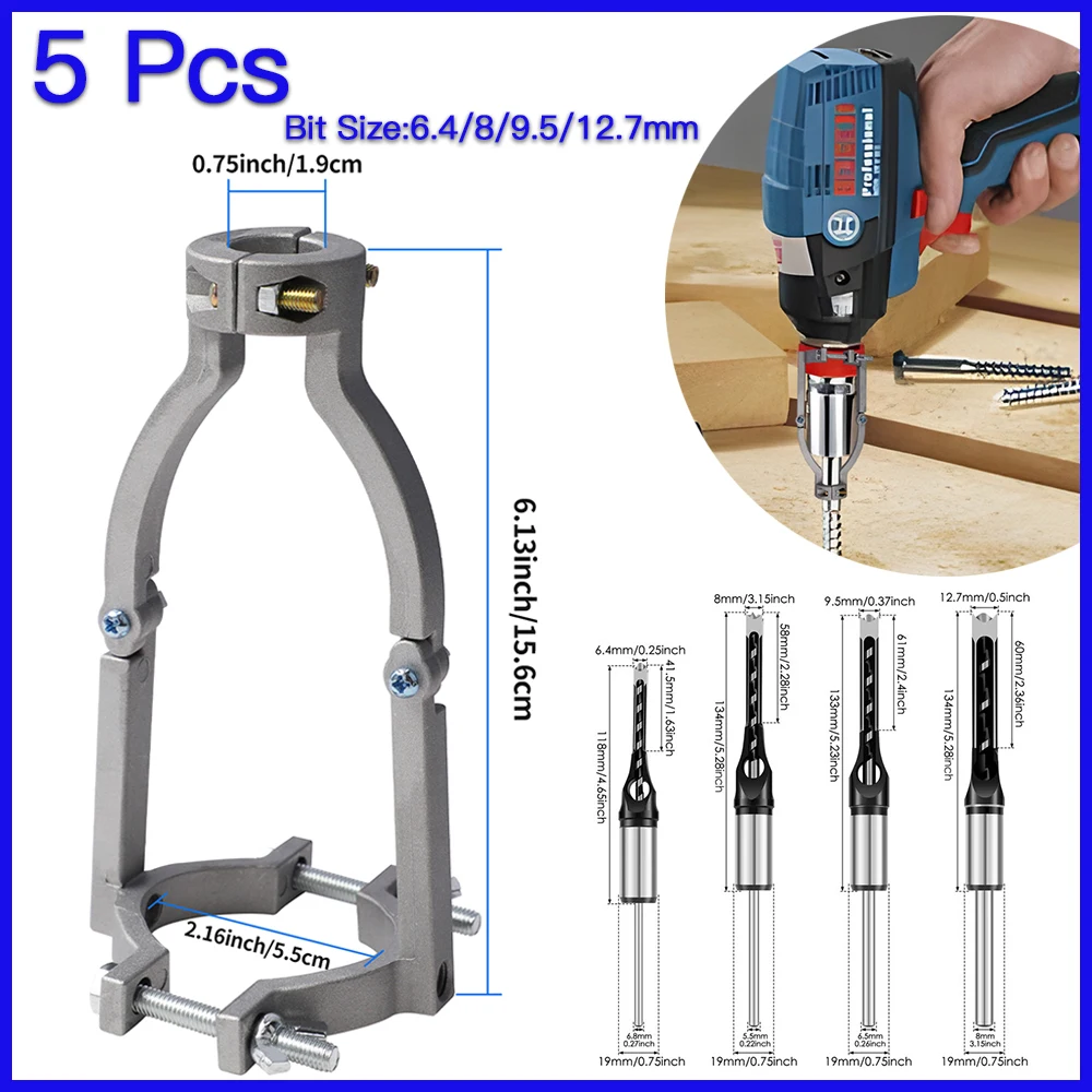 Square Hole Drill Bit Adapter Drill Bit Fixing Bracket Professional Attachment Joint Mortiser Bit for Woodworking Tools