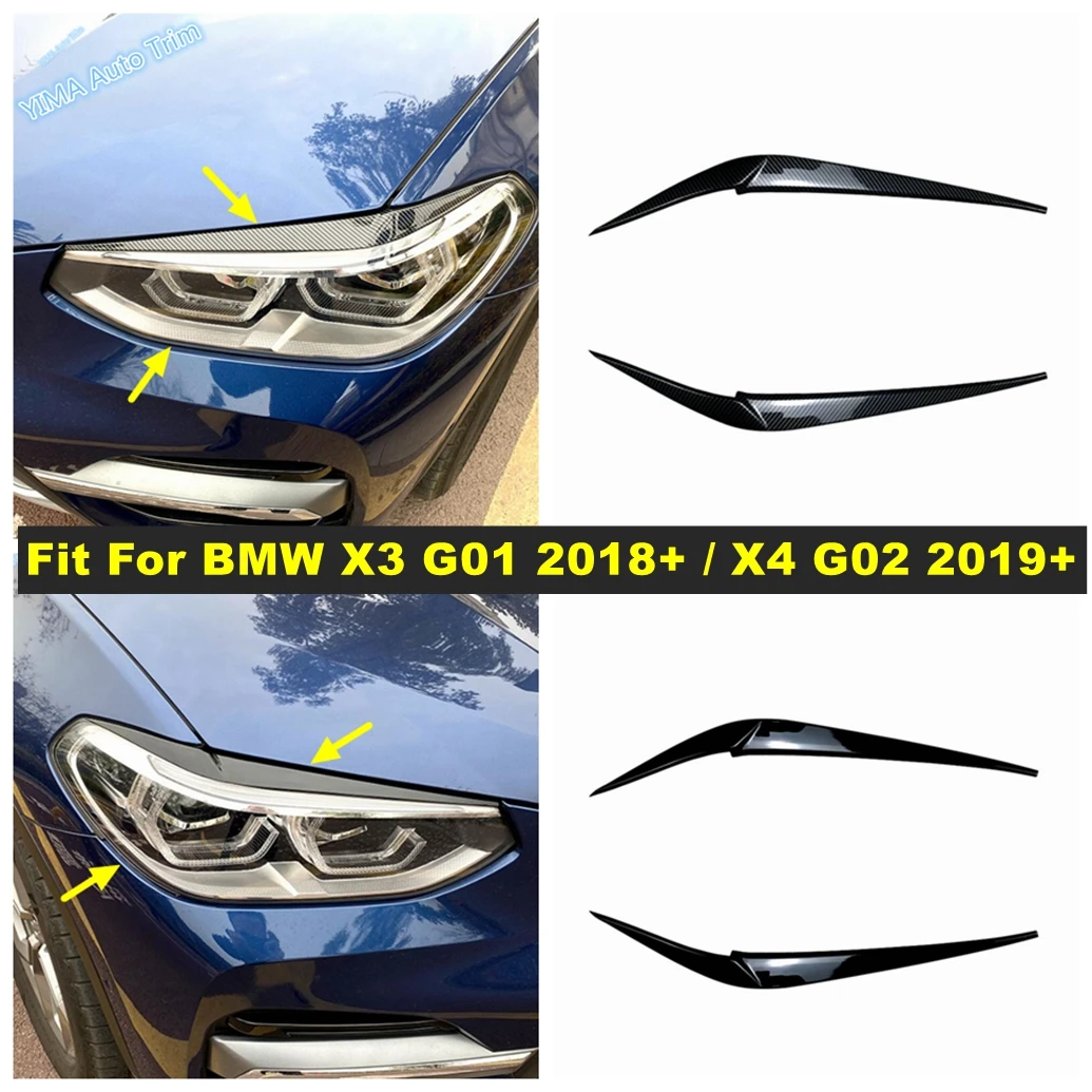 

Car Front Headlight Cover Trim Head Light Lamp Hoods Decor For BMW X3 G01 2018 - 2023 / X4 G02 2019 - 2023 External Accessories