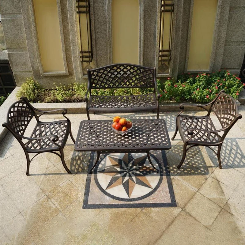 4-piece Patio  garden furniture sets cast aluminum Balcony Bistro set outdoor table chairs all weather outdoor coffee Mini set