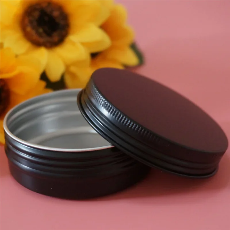 10/15/20/30/50/60/80/100/150g Black Empty Round Aluminum Box Metal Tin Cans Cosmetic Cream DIY Refillable Jar Tea Aluminum Pot