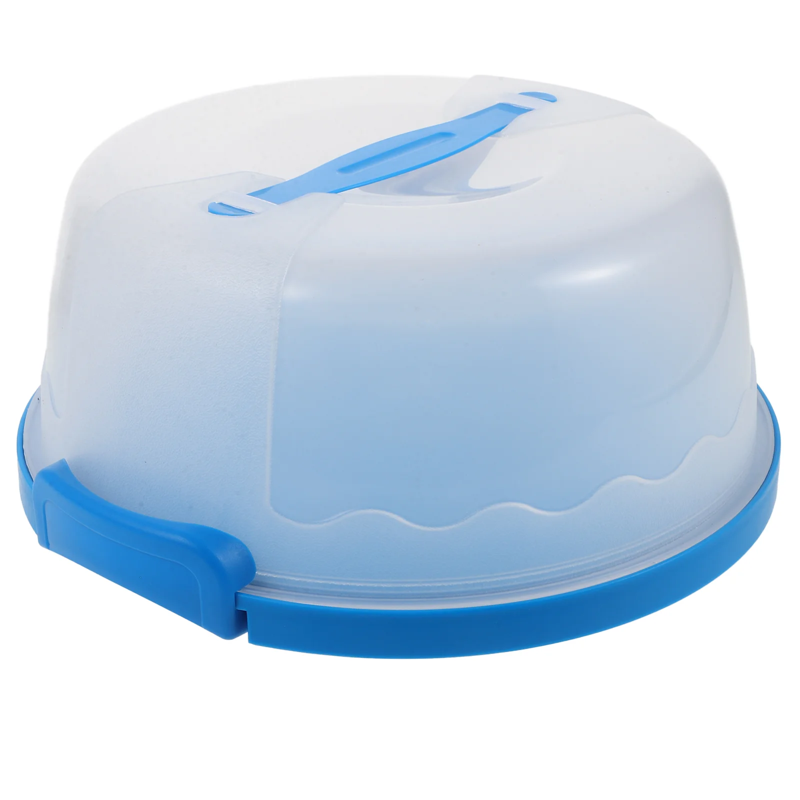 

Cupcakes Portable Box Pans Packing Holder Container Blue Plastic Round Carrier Travel