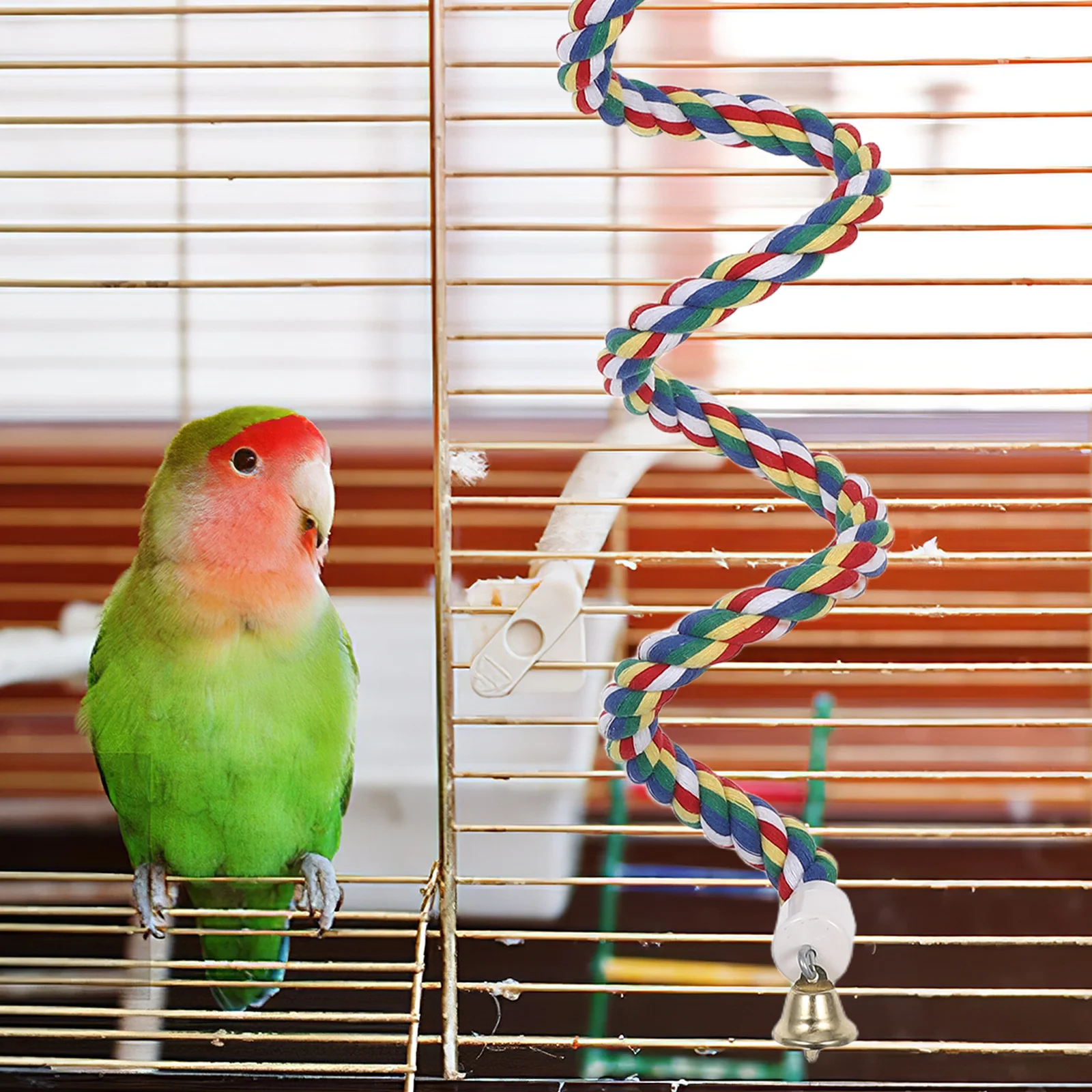 

Parrot Budgie Rope Spiral Perch Flexible Installation Easy Cleaning Soft Standing Resting Cotton Rope for Bird Cages
