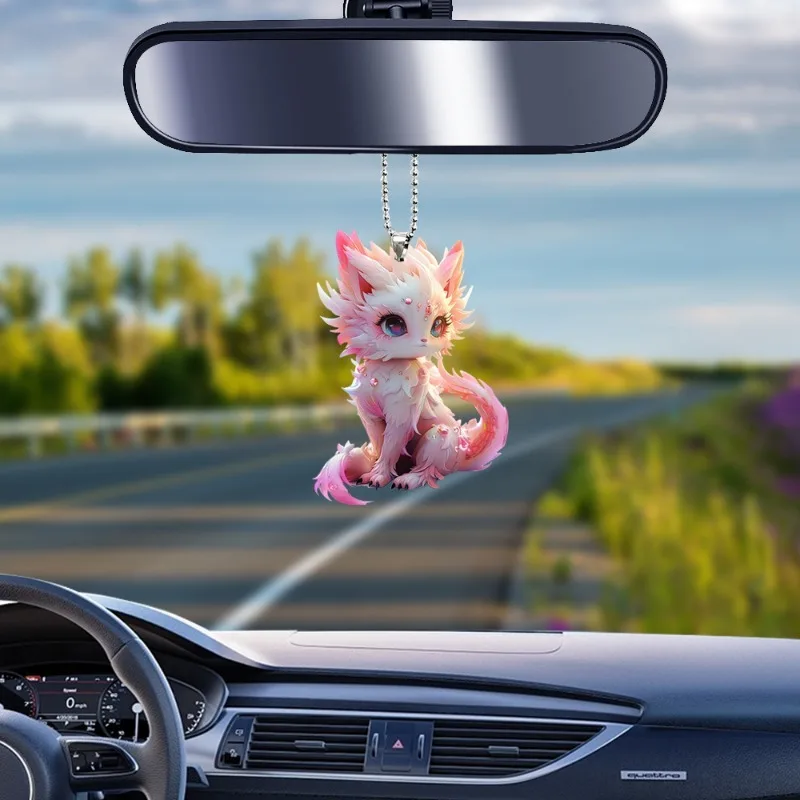 

Car 2D Acrylic Nine-tailed Fox Creative Pendant Keychain Backpack Rearview Mirror Pendant Holiday Gift Car Interior Accessories