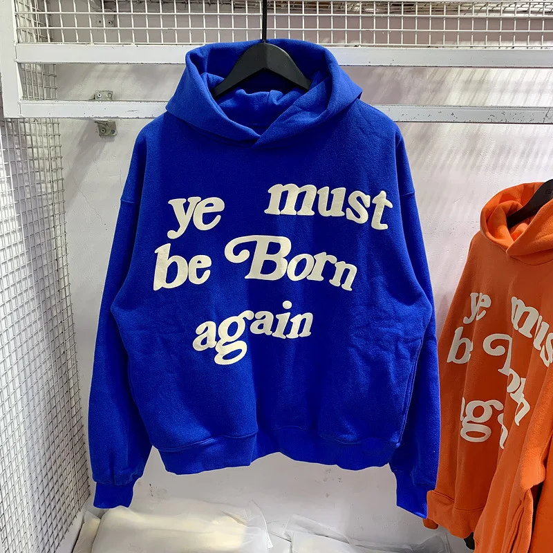 wuxiate 2024 Fleece hoodie Kanye West Hoody Men Pink Ye Must Be Born Again Hoodie Oversize Fit Pullovers Sweatshirts