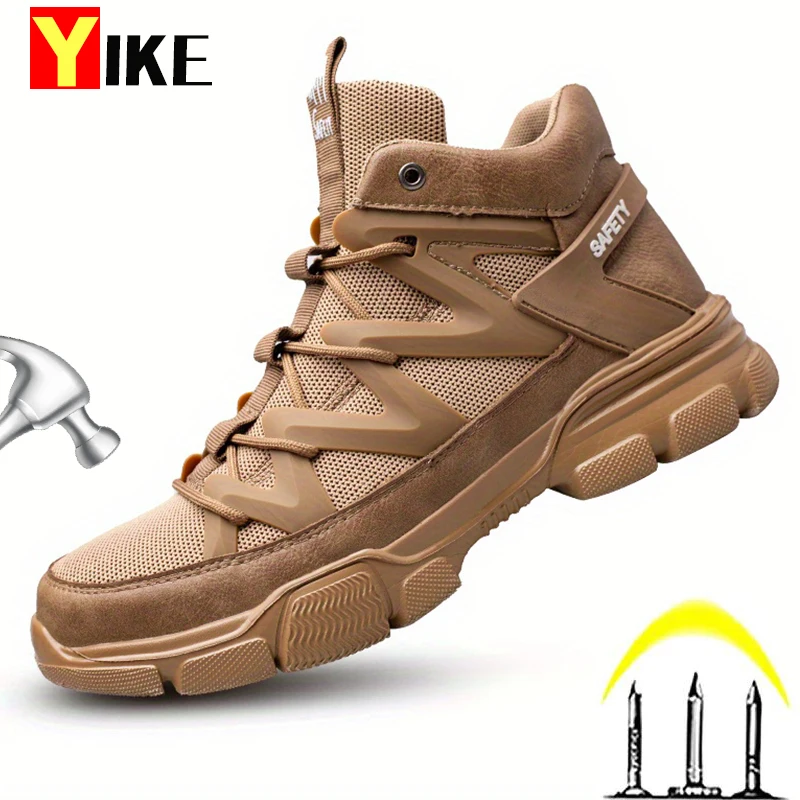 Work Safety Shoes Men\'s Safety Boots Anti-smash Work Shoes With Steel Toe Shoes Men Work Boots Anti-stab Safety Sneakers Male