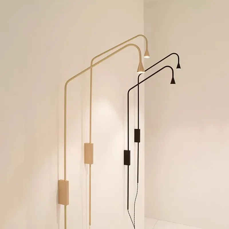 Modern Austere Wall Lamp Gold Long Arm Sconce Spotlight Nordic Minimalist Bedroom Bedside Reading Light Aisle Office Deco Ambien