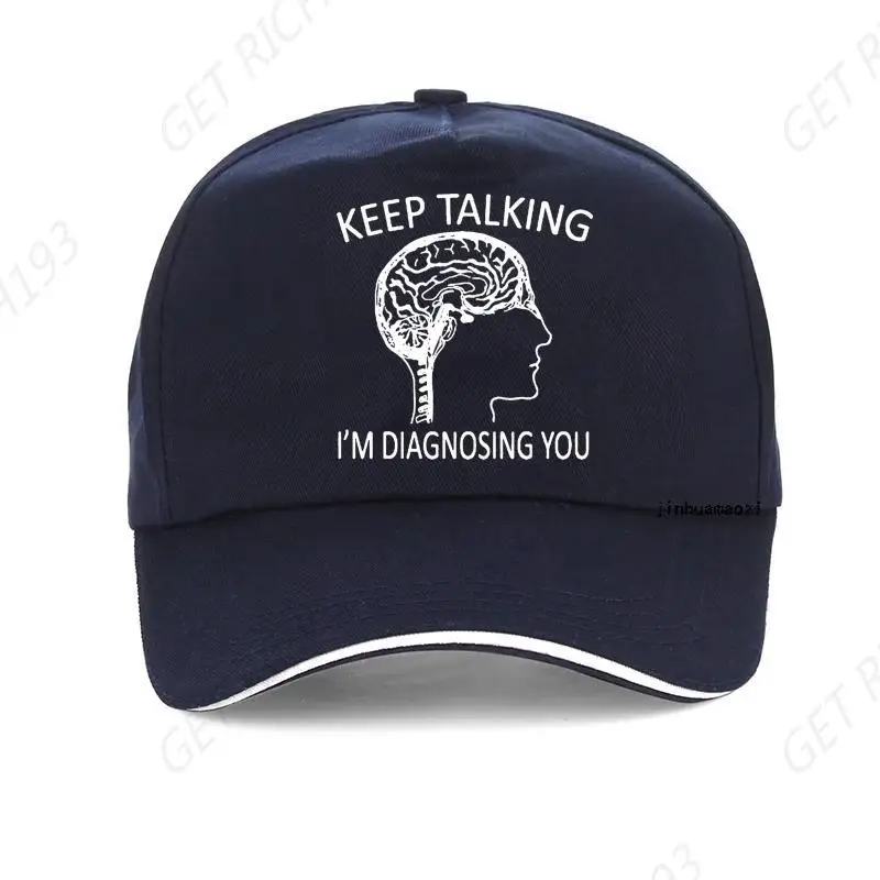 Funny Psychology Brain Keep Talking Im Diagnosing You Hat Harajuku Pop Streetwear Golf Hats Men Adjustable Baseball Cap Bonnet