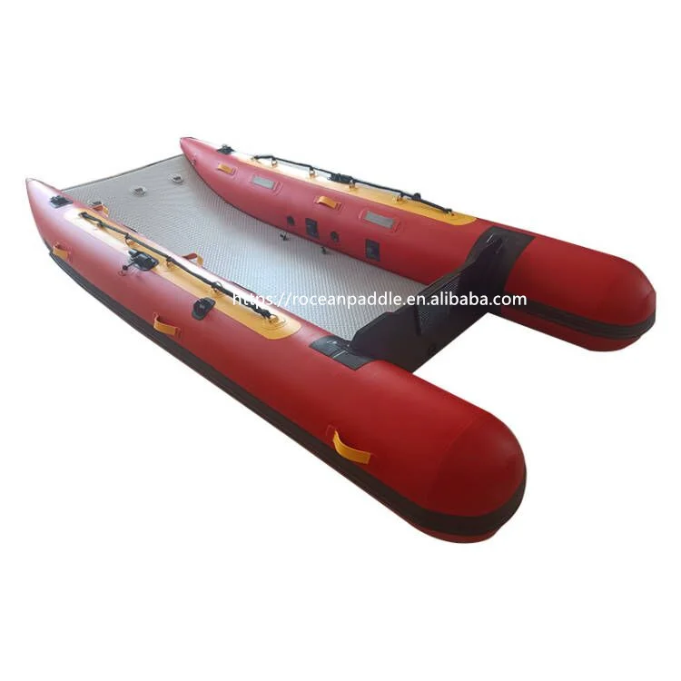 

11 Ft Inflatable Catamaran Inflatable Boat Dinghy Mini Cat Boat Gray