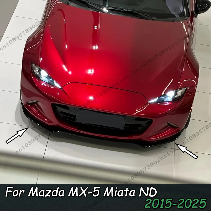 

Front Bumper Spoiler Lip For Mazda MX-5 MX5 Miata ND 2015-2025 2-Door Gloss Black Lower Splitter Diffuser Protector Kit Tuning