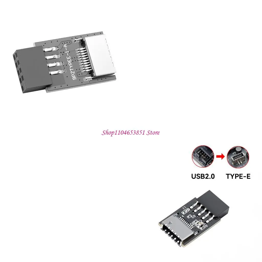 USB2.0 9Pin Mainboard Header Male Front Panel Mount Type E Extension Adapter 