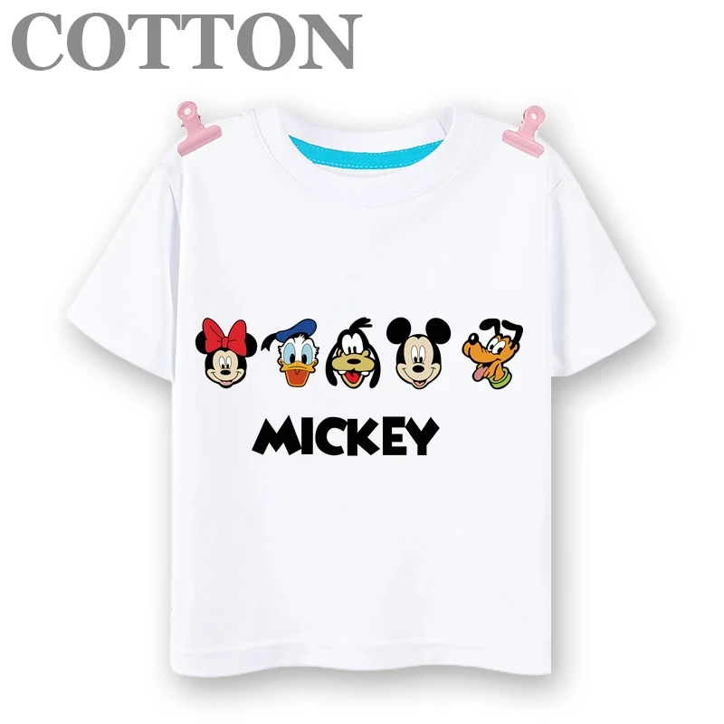 Disney animation Mickey Mouse and Friends Fashion cotton summer kids cartoon T-shirt crew-neck short sleeve print pattern