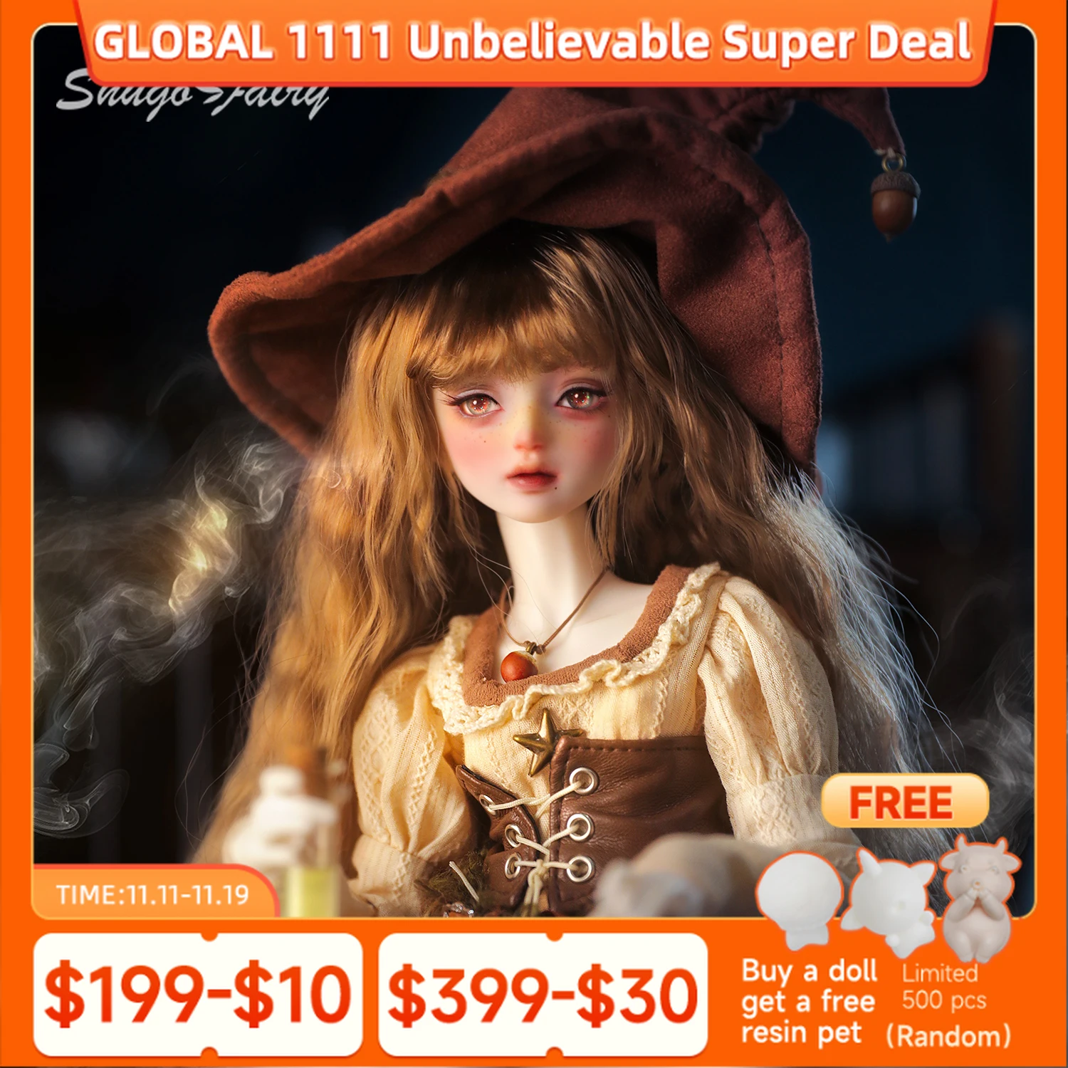 

Кукла ShugaFairy BJD 1/4 София C Средневековье Ретро Волшебная Ведьма Высокое Качество Рождественские Подарки Полный Набор Bjd Аниме Кукла