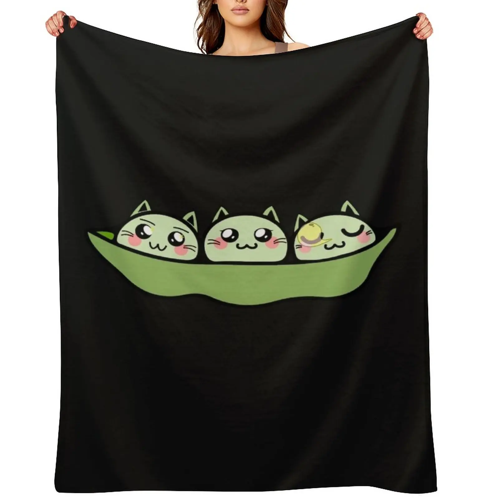 

3 Edamame Cats Throw Blanket Luxury Designer Multi-Purpose Cute Plaid Retros Blankets