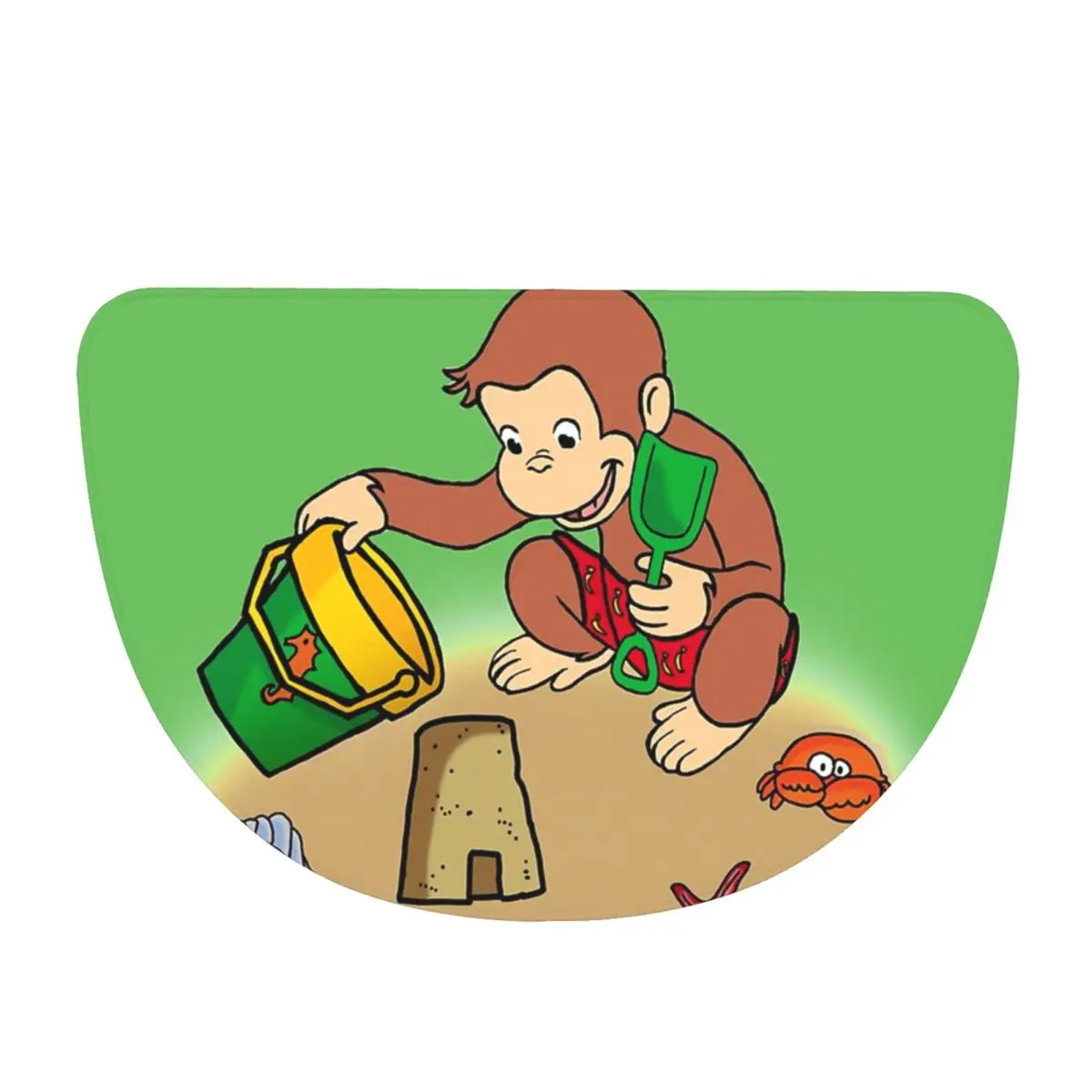 Curious George Summer Soft Flannel Half Round Doormat Non Slip Bathroom Mat Absorbent Floor Carpet for Living Room