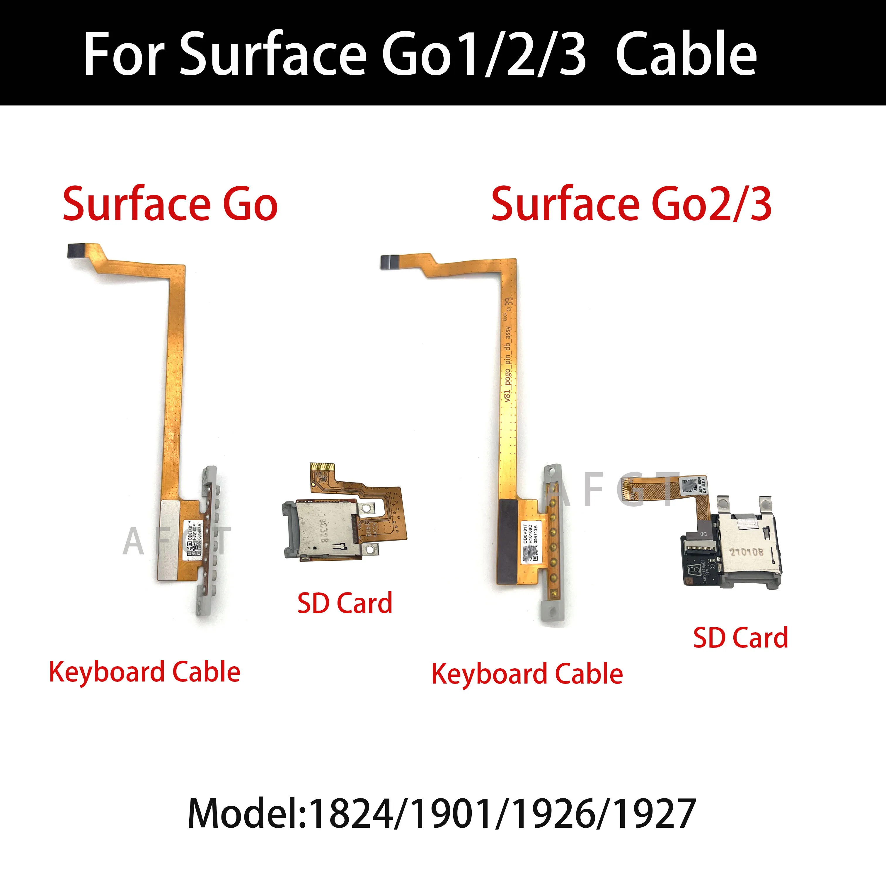 Original For Surface Go1/2/3 Keyboard Cable SD Card 1824 1901 1926 1927 Tablet Built-in keyboard Cable Silver