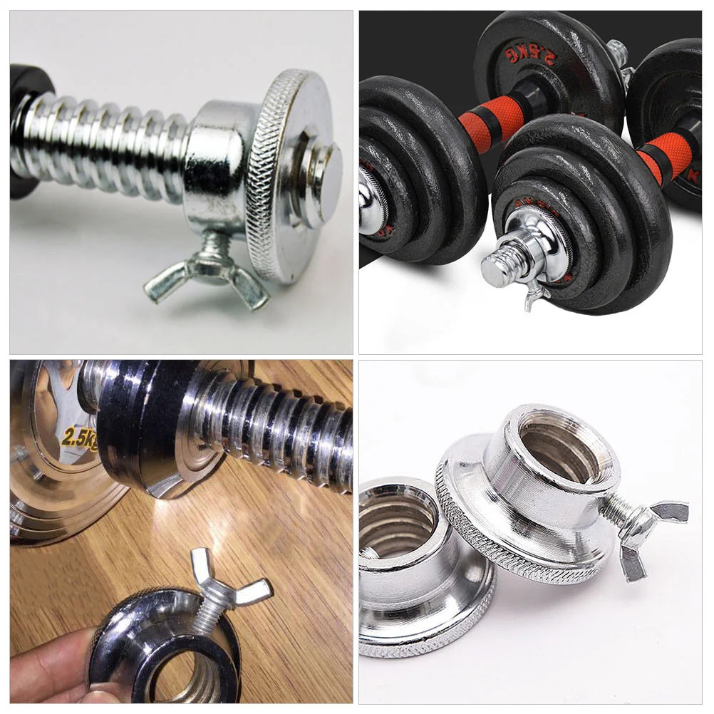 

4 pcs Barbell Collars Anti-Slip Screw Lock Iron Silver Plated Double Locking Clamps For Weight Lifting Dumbbell Bars Gym