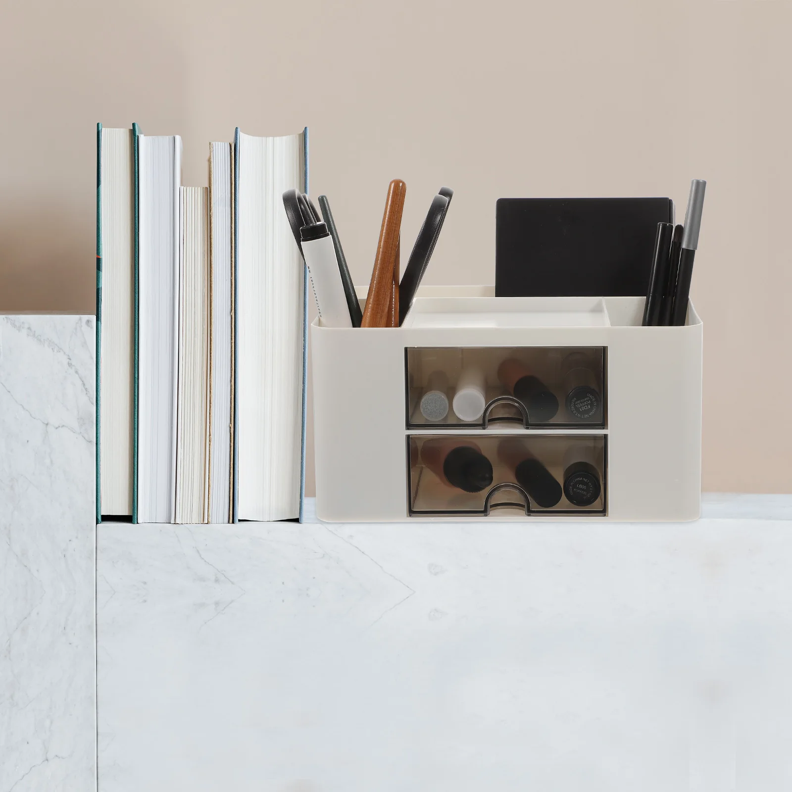 Stylish Desk Organizer HIPS Multifunctional Makeup Storage Box Creative Vanity Organizer Table Storage Holder