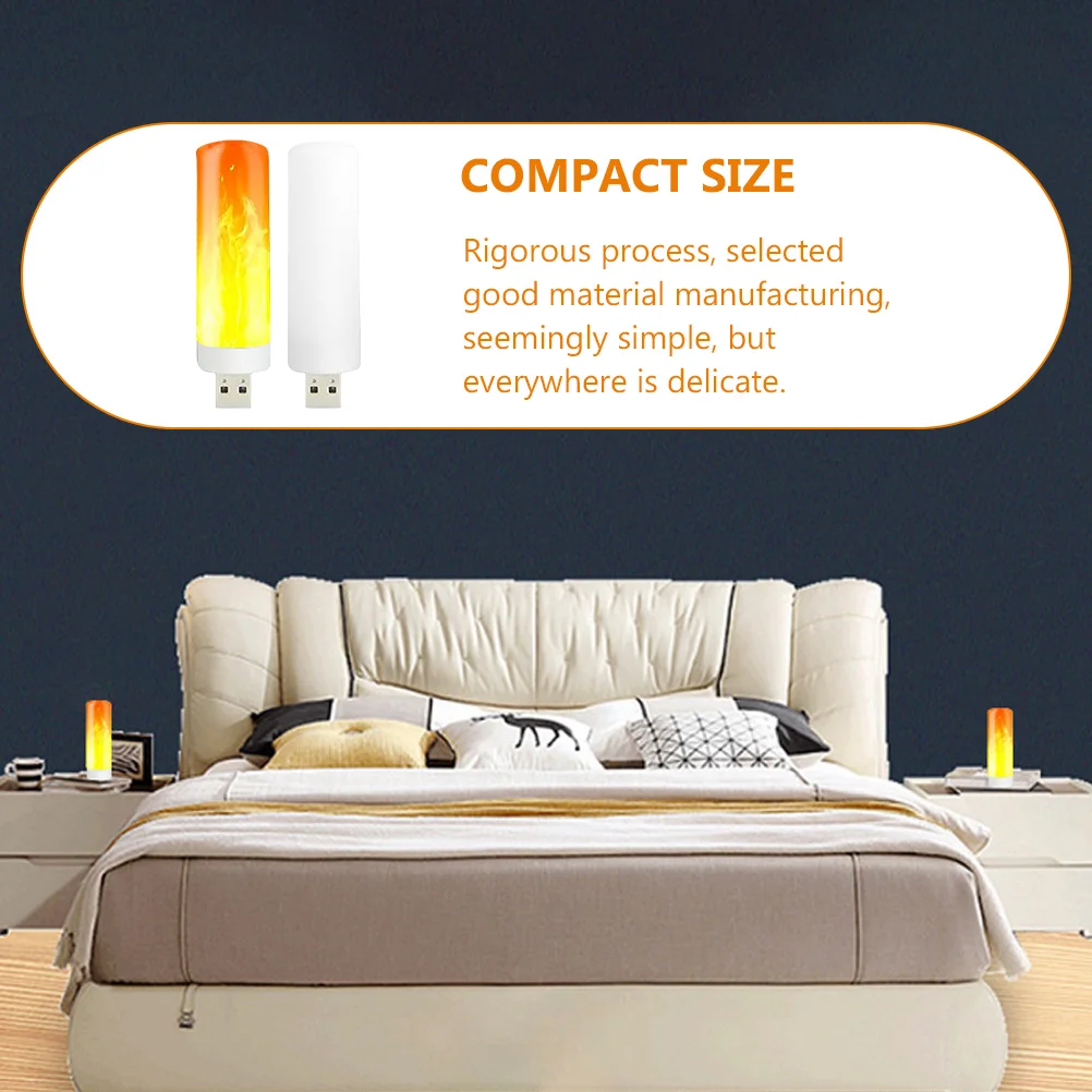

2 Pcs Flame Light LED Night Bedroom Lamp Party Bedside Lamps Plug in Lights Usb